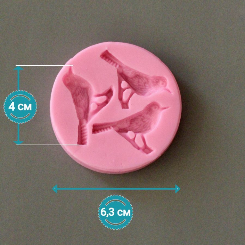 Молд силиконовый для лепки и творчества "Птички" 6,3 см / Форма птицы для глины, гипса, воска и мыла