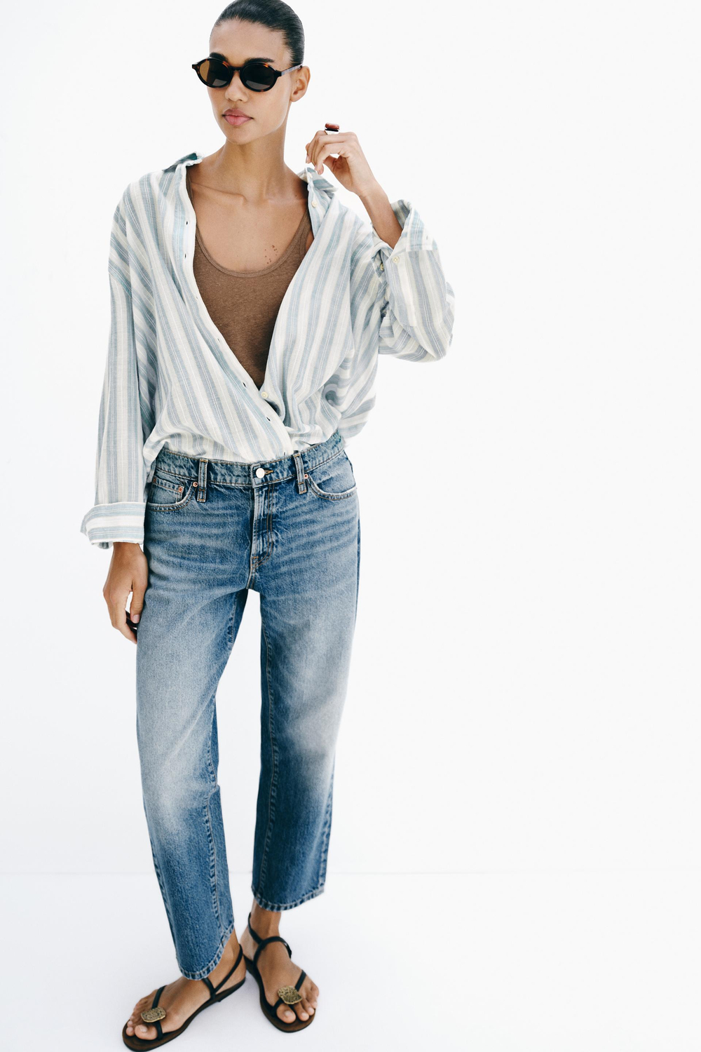ZARA ОБЪЕМНАЯ РУБАШКА В ПОЛОСКУ, ПОЛОСКИ