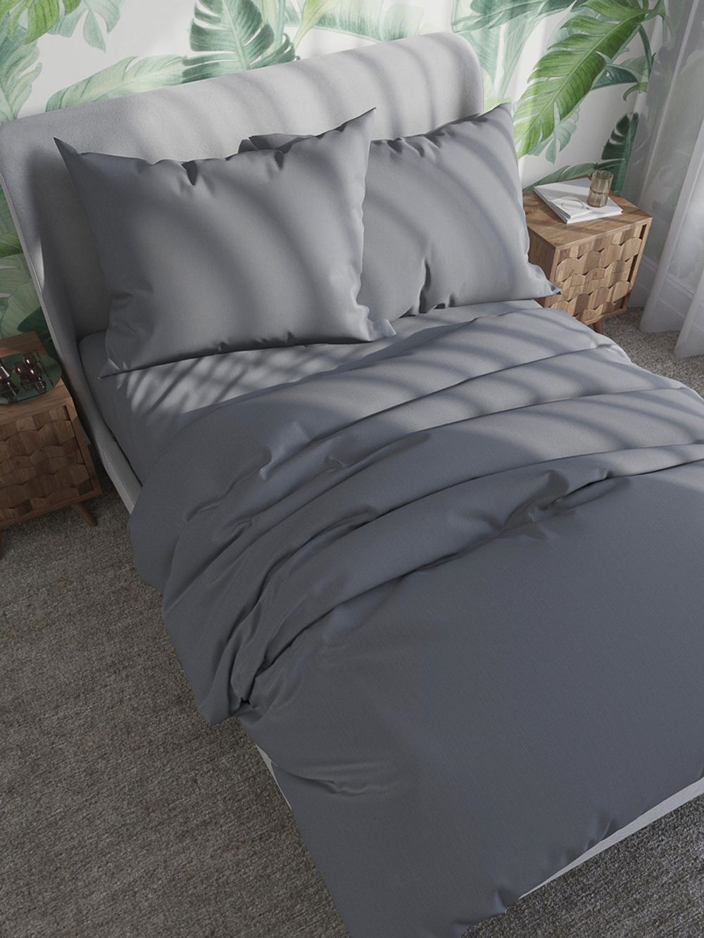 Простынь на резинке Сказка "Grigio" 180х200 см , поплин