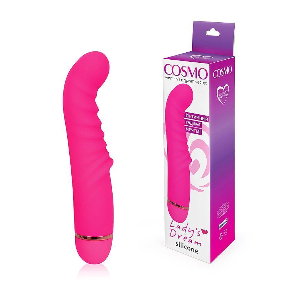 Розовый ребристый вибромассажер для стимуляции точки G - 15 см. (Цвет: розовый)