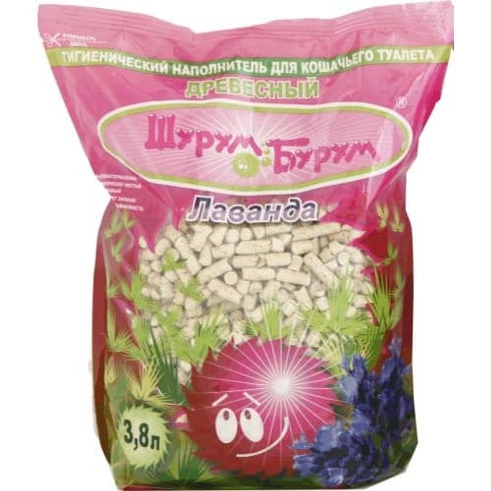 Наполнитель 3,8л Шурум-Бурум древесный с ароматом лаванды