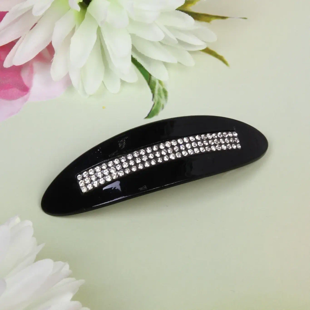 Заколка автомат «Lady Collection - Блеск», овал., 6 цветов, 10*2,5см (Кокетка)