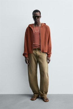 ZARA ТОЛСТОВКА С КАПЮШОНОМ, КРАСНОВАТЫЙ