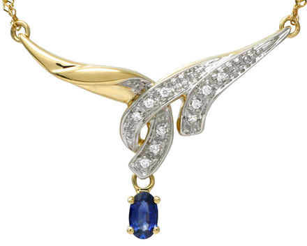 Колье с сапфиром Желтое Золото 585 пробы GL-BRT0893SLS