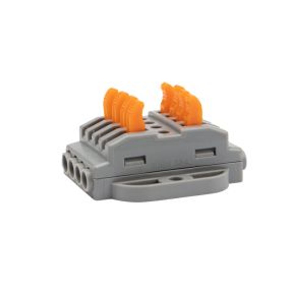 Клемма СМК 222-424P проходная 4 полюса, с монтажной площадкой (0,08-4 мм²), серая (блистер 5 шт./уп.