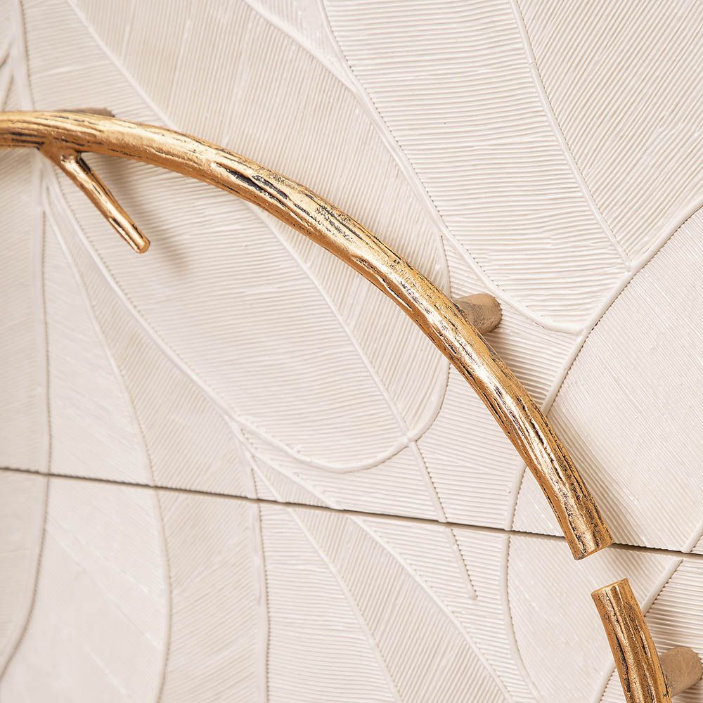 Комод Арт Колор leaves Классик Голд с 3 ящиками Кремовый белый