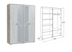 Шкаф 4-х створ. д/белья и одежды Ольга-17 дуб крафт серый/дуб крафт белый