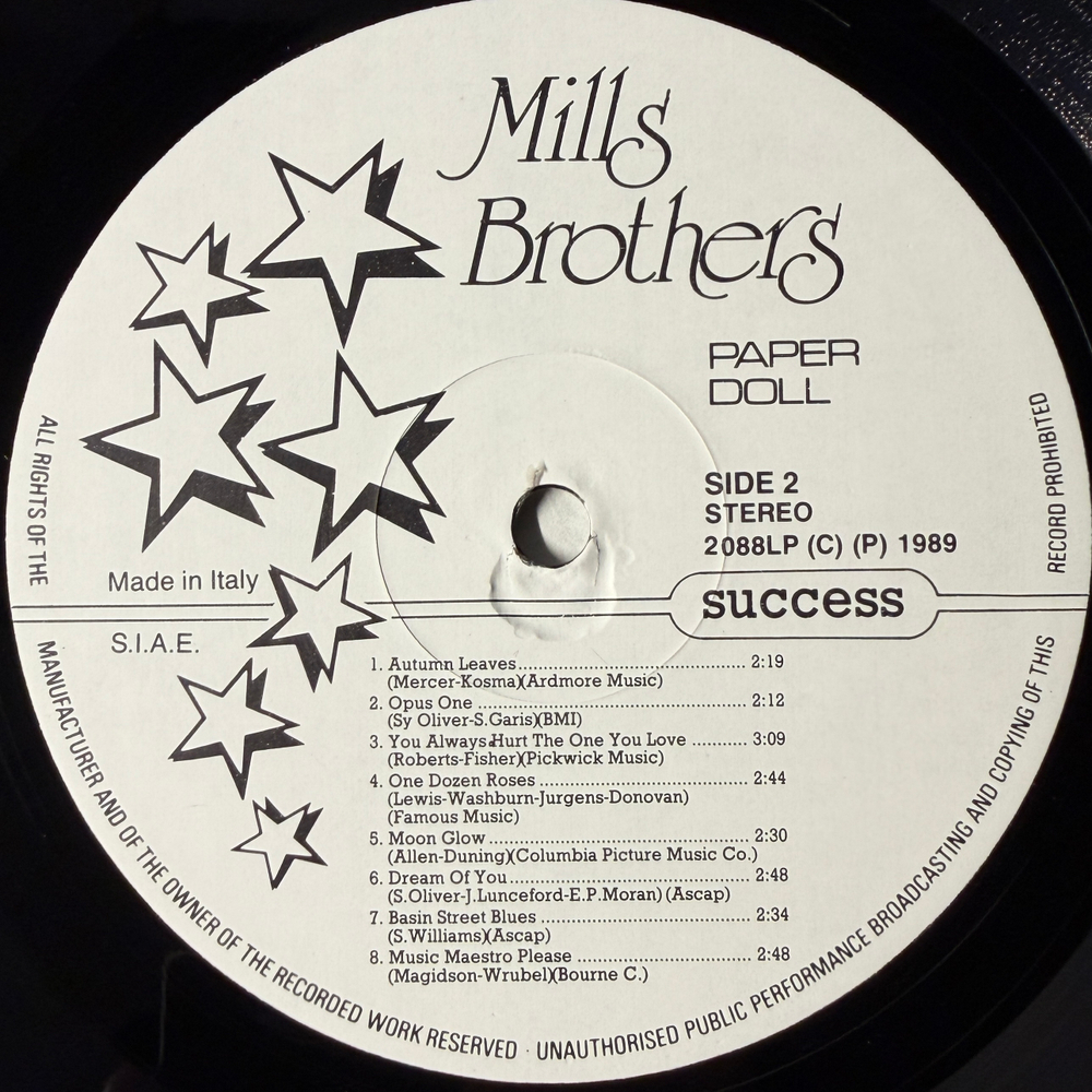 The Mills Brothers ‎– Paper Doll (Италия 1989г.)