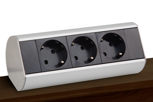 Настольный розеточный блок Ovaledesign в сборе: 3х220V, кабель 3м с вилкой