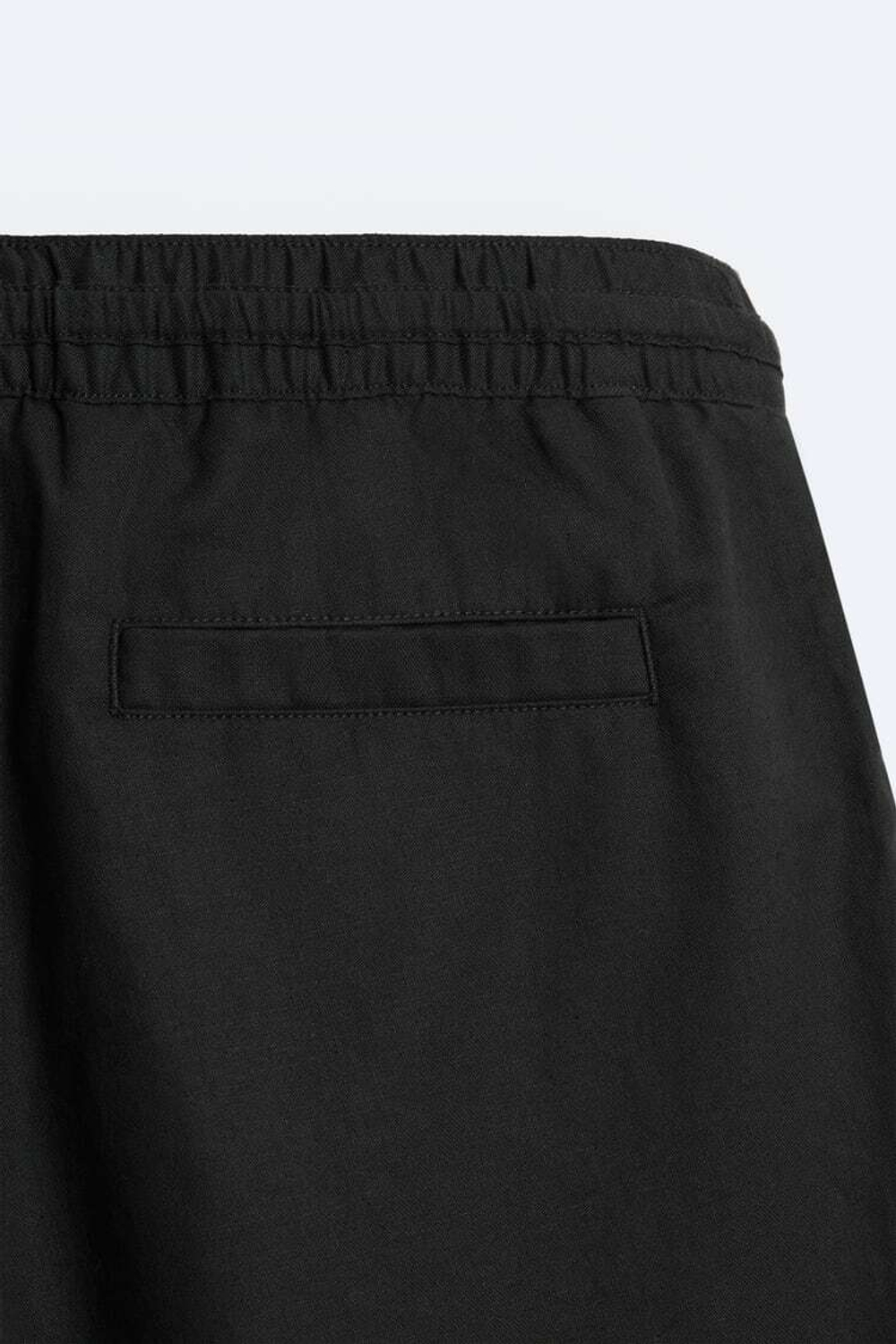 ZARA БРЮКИ ИЗ ХЛОПКА И ЛЬНА, ЧЕРНЫЙ