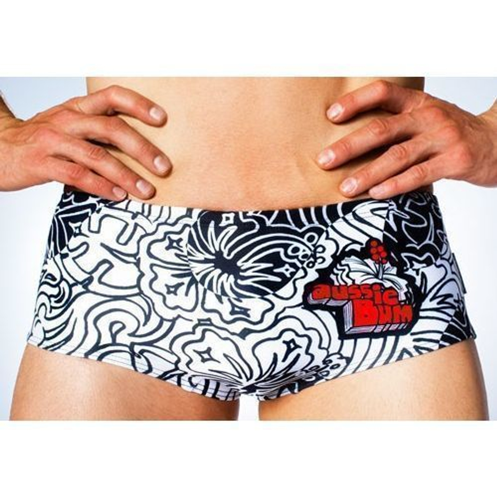 Мужские плавки хипсы белые с рисунком Aussiebum Men's Hip Swimwear