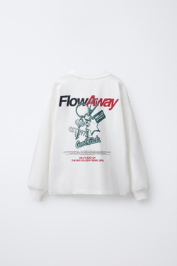 ZARA ФУТБОЛКА С ПРИНТОМ В ВИДЕ БРЕЛКА, БЕЛЫЙ