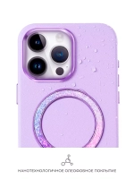 Чехол PYNANA для iPhone 16 Pro, кожа, австрийский хрусталь, нежно-фиолетовый