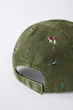 ZARA КЕПКА С ЭФФЕКТОМ ПОТЕРТОСТИ И ВЫШИВКОЙ, ХАКИ