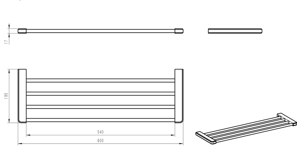 Полка для полотенец WONZON & WOGHAND, Черный матовый (WW-V3901-MB)