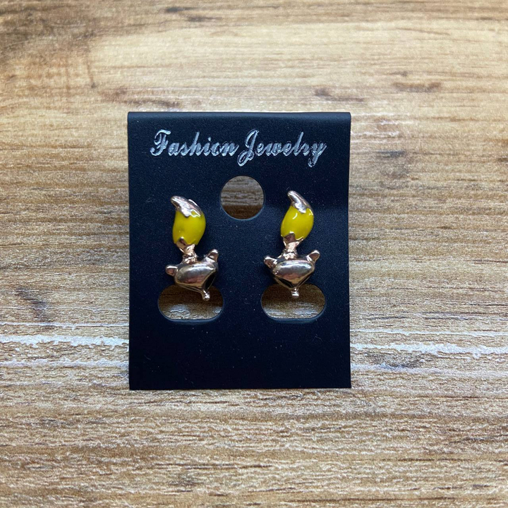 Серьги Small Лисичка эмаль цветная цвет желтый металл золотистый