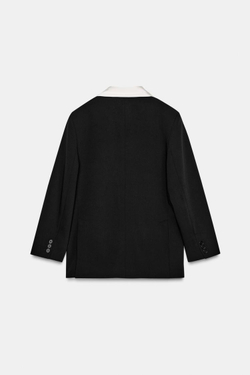 ZARA БЛЕЙЗЕР С КОНТРАСТНЫМ ПЛАТКОМ, ЧЕРНЫЙ