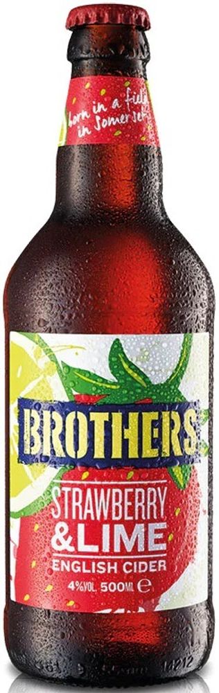 Сидр игристый Brothers Strawberry &amp; Lime Cider, полусладкий 0.5 стекло - 12 шт