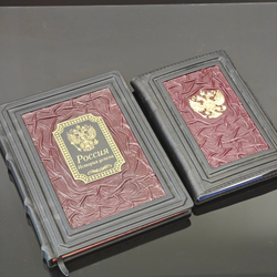 Набор из кожи в кейсе книга "Россия. История успеха" и ежедневник Герб России