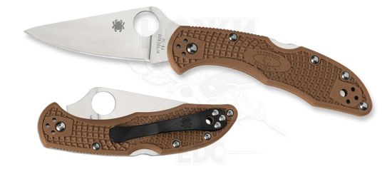 Складной нож Spyderco Delica Flat Ground Brown C11FPBN c клинком из стали VG-10, рукоять FRN
