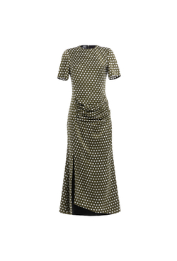 Платье "в горох" с декоративными складками 09-02-25 SS