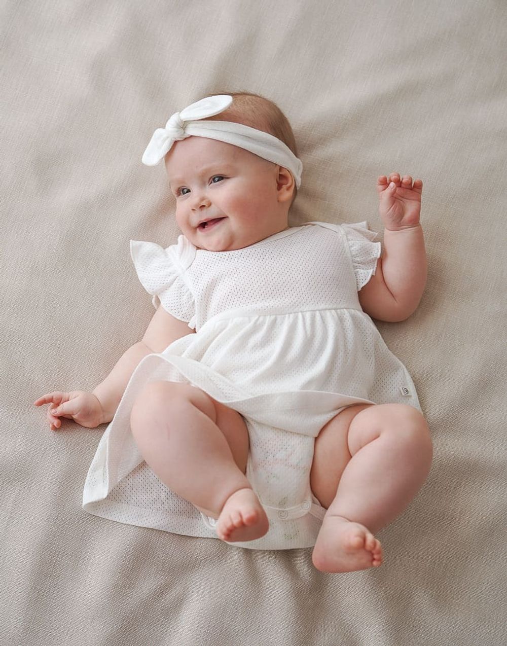 Платье-боди "Молоко" из ажурного хлопка 0+