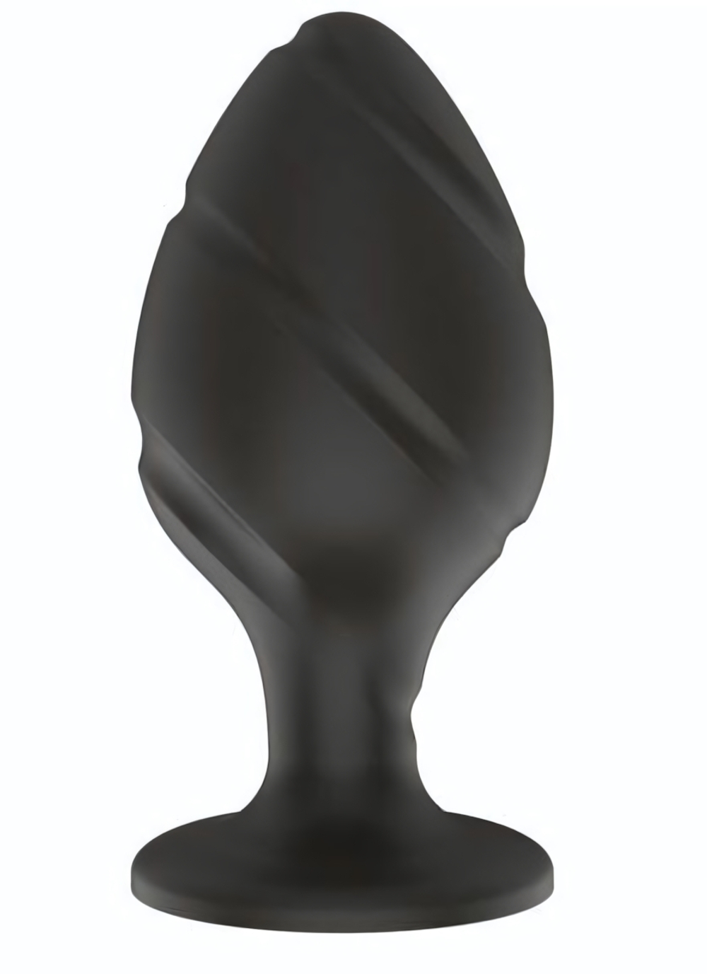 Черная малая силиконовая анальная пробка с ложбинками по диагонали (Цвет: черный)