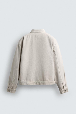 ZARA ДЖИНСОВАЯ КУРТКА СВОБОДНОГО КРОЯ, СВЕТЛО-СЕРЫЙ