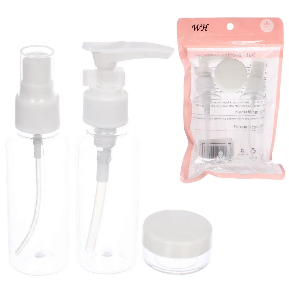 Флаконы дорожные в ZIP пакете 3шт «COMFORT», цвет крышек белый, (60*2мл,10мл)