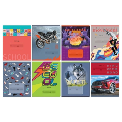 Тетрадь школьная А5 12л линия "Mix-8. Мальчики" эконом (BG) микс цветов (комплект 5 шт)