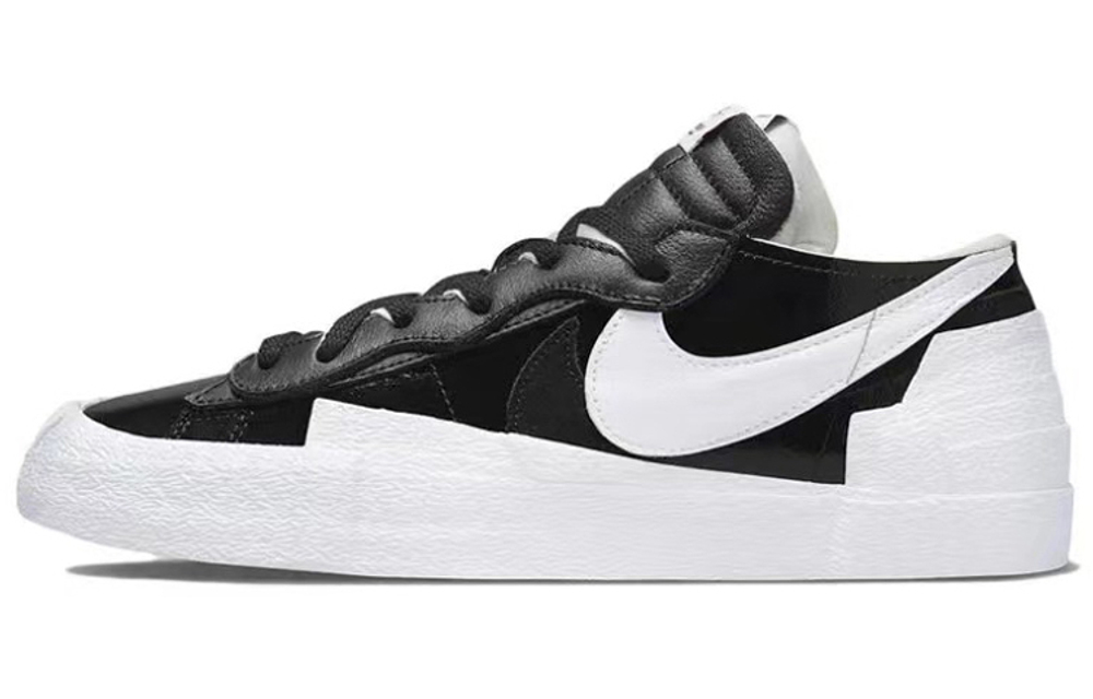 Sacai x Nike Blazer Low Sweet Cool Breeze Sweets High Street Casual Low Panel Shoes Same Black and White Powder