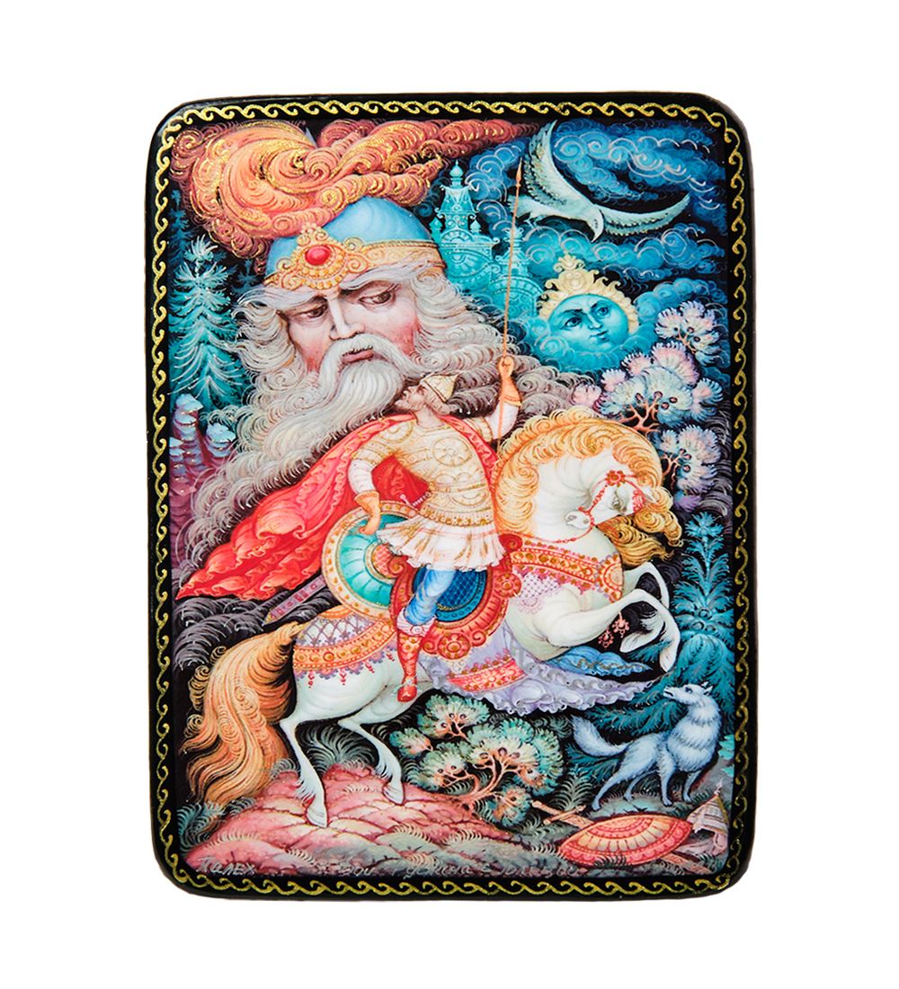 Народные промыслы ШК-19/ 4-G Шкатулка в технике декупаж «Бой Руслана с головой» (10х8х3,5)