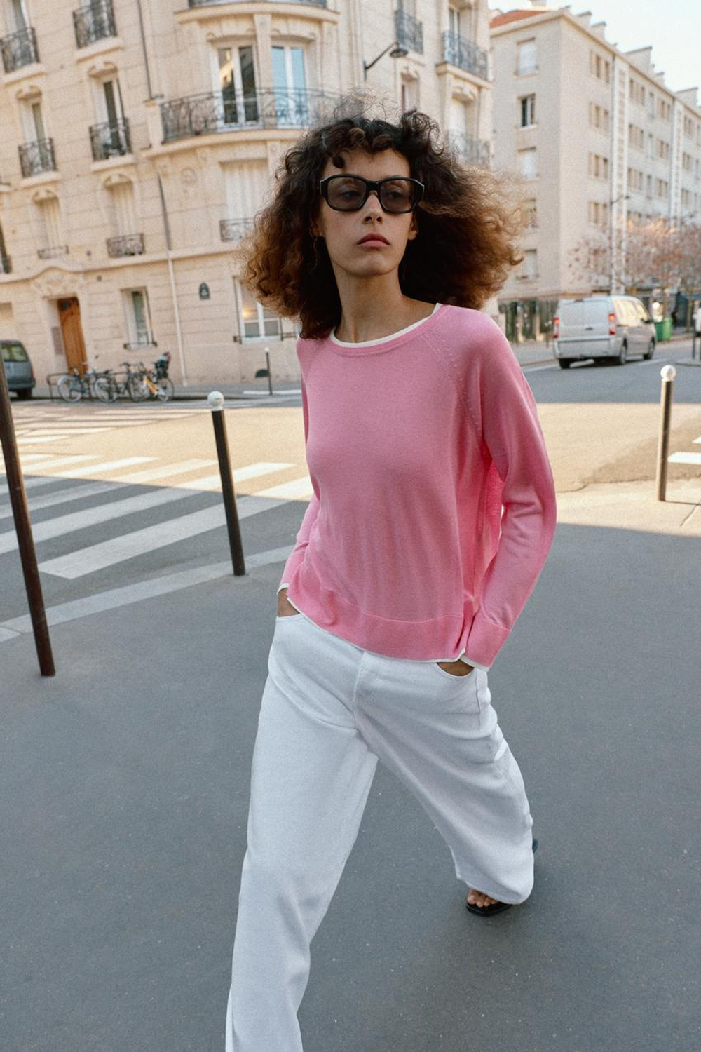 ZARA ТРИКОТАЖНЫЙ ДЖЕМПЕР, РОЗОВЫЙ