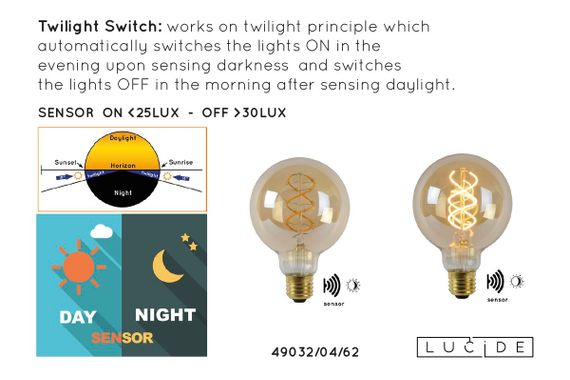 Лампа светодиодная Lucide E27 4W 2200K янтарная 49032/04/62