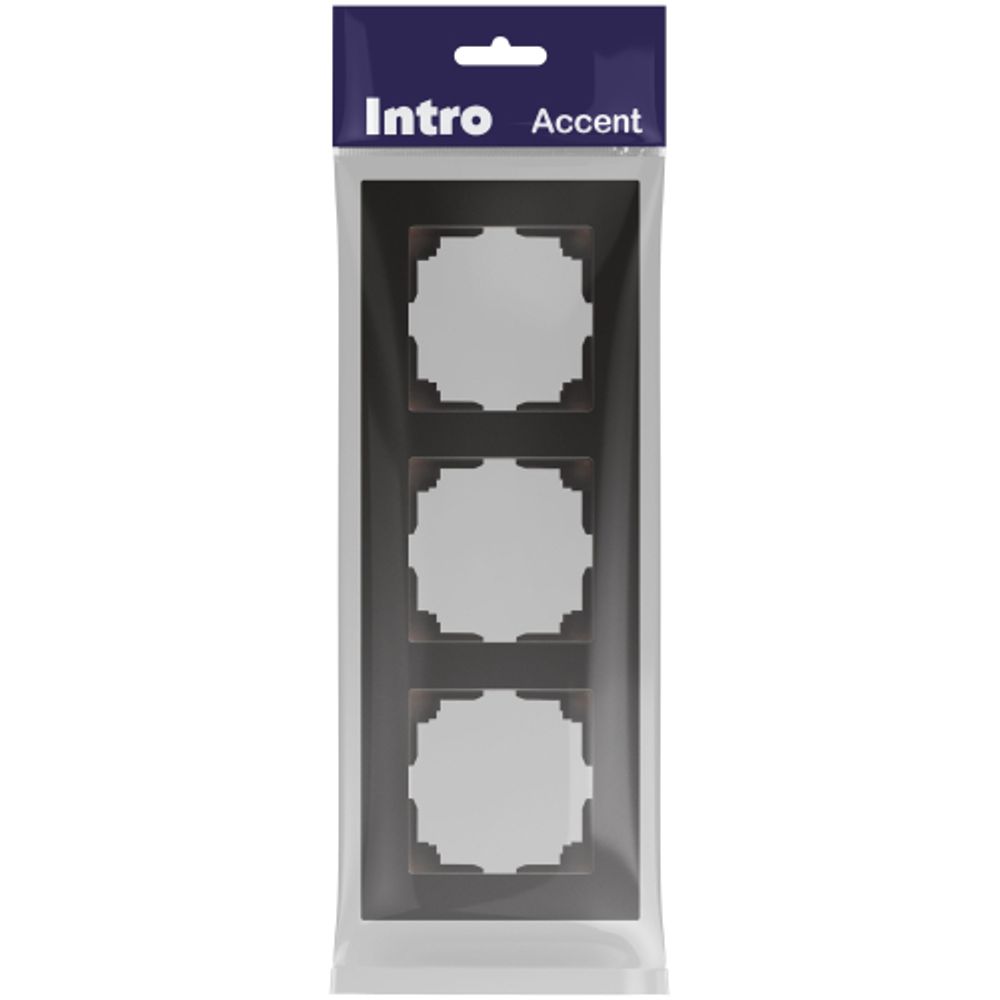 Рамка для розеток и выключателей Intro Accent 6-503-05 на 3 поста, СУ, антрацит