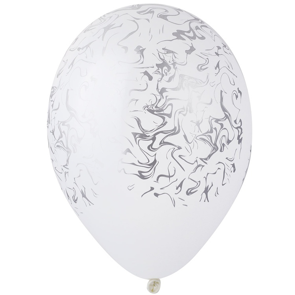 Шар латексный 35см Мрамор (Белый)
