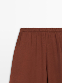 Massimo Dutti Широкие брюки с вытачками и эластичным поясом, оранжевый