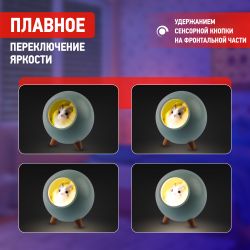 Ночник - светильник светодиодный ЭРА NLED-468-1W-GR хомяк зеленый | Ночники