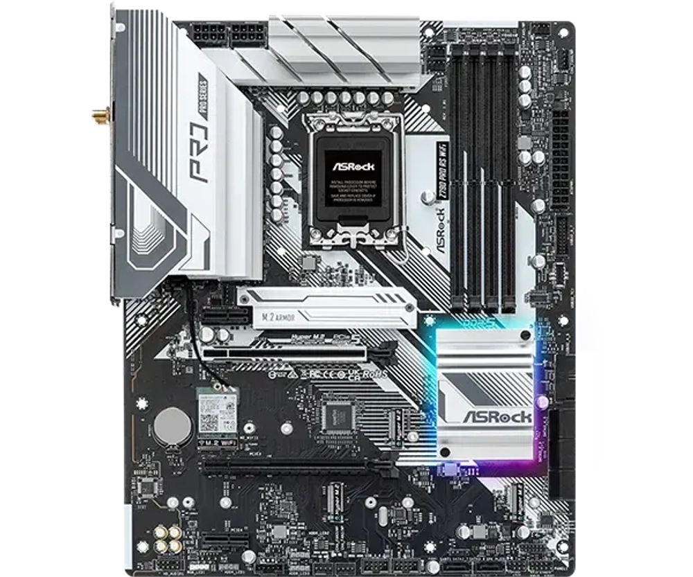 Материнская плата ASRock Z790 PRO RSМатеринская плата ASRock Z790 Pro RS WiFi (90-MXBL50-A0UAYZ) WIFI LGA1700 4xDDR5 8xSATA RAID 4xM.2 HDMI DP eDP ATX
