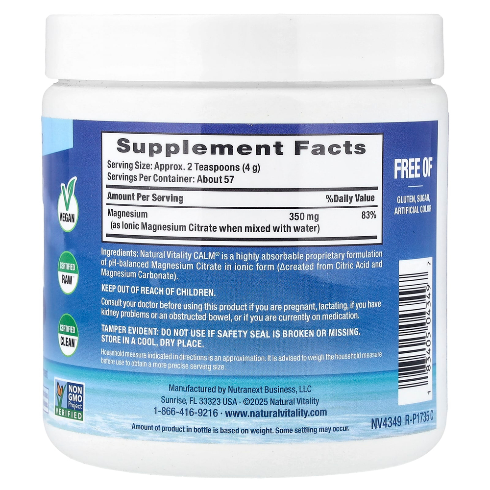 Natural Vitality, CALM®, смесь для приготовления расслабляющих напитков, оригинальный нейтральный вкус, 227 г (8 унций)