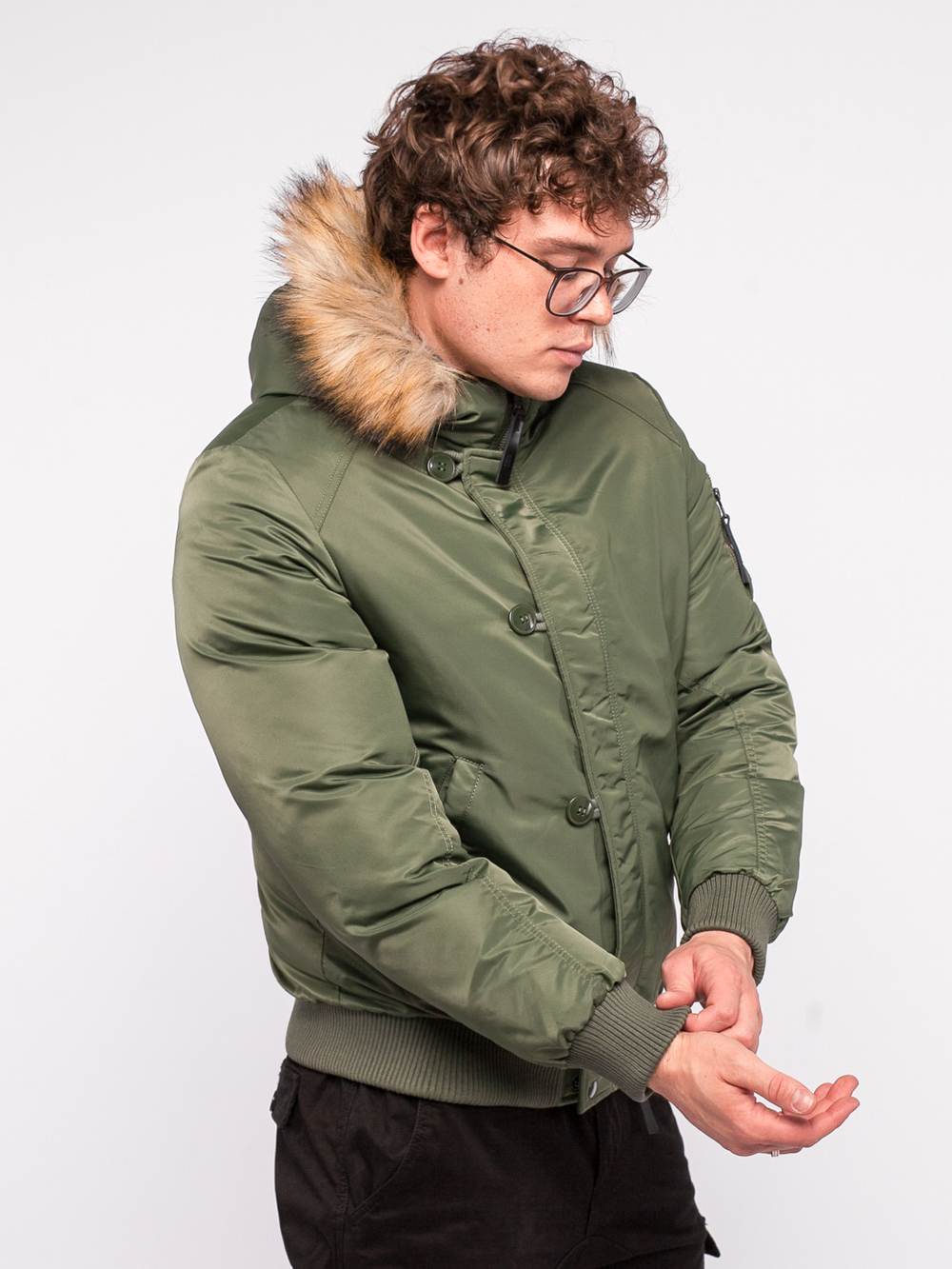 Утепленный бомбер LA-1285 Alpha Industries Зеленый JL