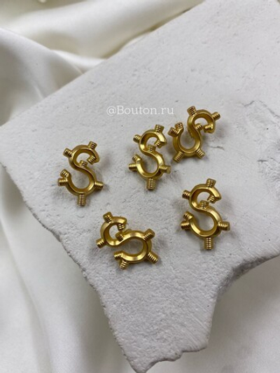Пуговицы "S" с резьбой Скиапар. золотые 18 мм