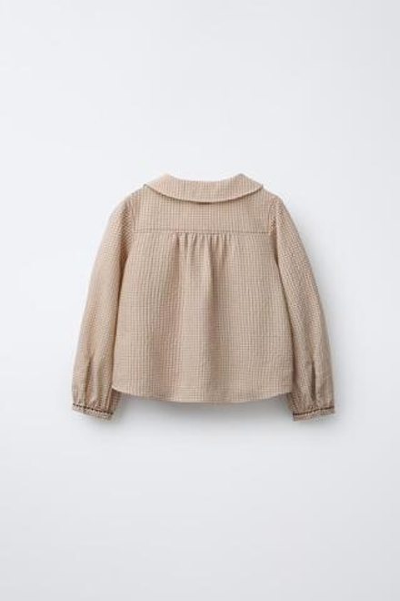 ZARA Х BENSIMON ® РУБАШКА В КЛЕТКУ, КАРАМЕЛЬНЫЙ