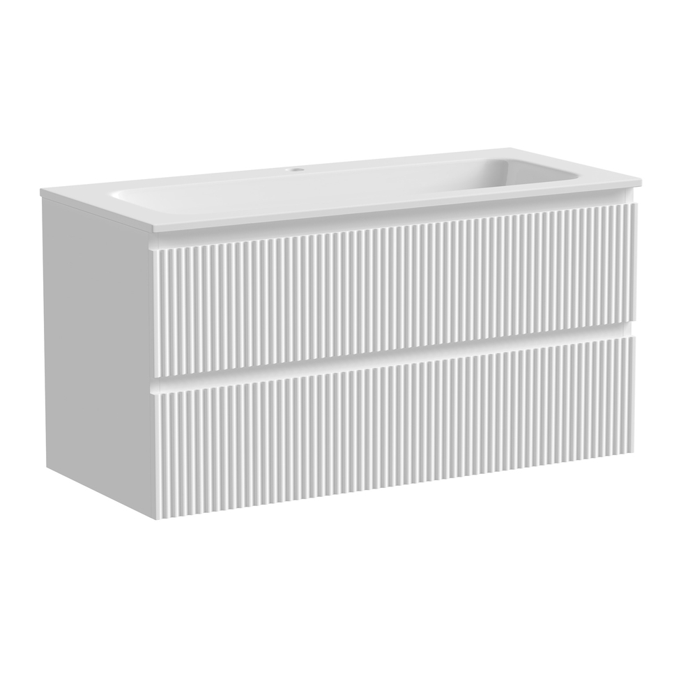 Тумба подвесная Sancos Snob R, Bianco 995х445х500, под столешницу с отверстием под смеситель, цвет Kreman