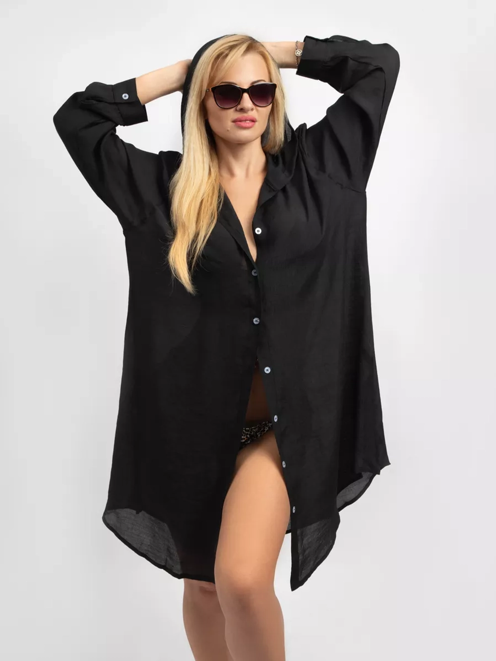 туника с капюшоном пляжная рубашка удлиненная