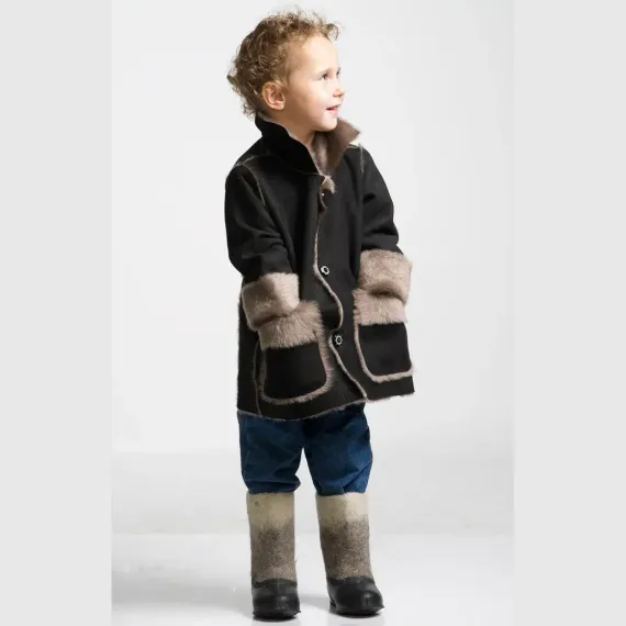 Детская дубленка Ramili Ricamo Nero