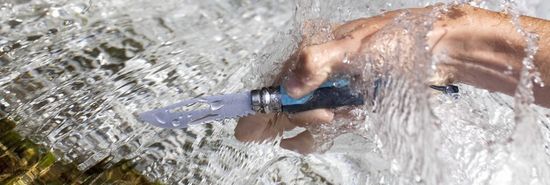 Складной нож Opinel №8 Outdoor, синий, блистер c клинком из стали Sandvik™ 12С27, рукоять Полиформальдегид POM (пластик)