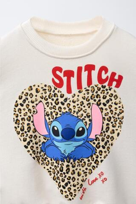 ZARA ТОЛСТОВКА С ПРИНТОМ LILO & STITCH © DISNEY, ЭКРЮ