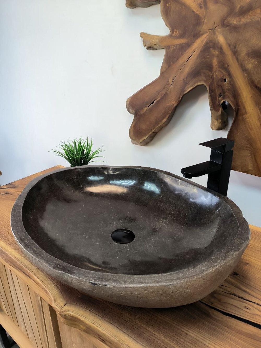 Раковина из речного камня RS-65844 62х52х16 из натурального камня