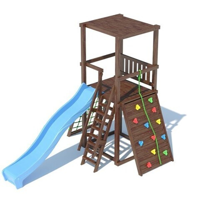 Детский спортивный комплекс TL A 1.1 крыша плоская деревянная Бирюзовый